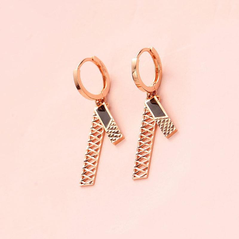 Exquisite Russian 585 Purple Gold Shiny Black Earrings Color Gold Plated Fashion Versatile Rose Gold Plated Earrings