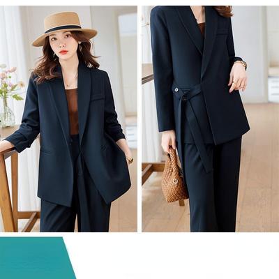 Traje de dos piezas elegante y profesional de alta calidad para mujer: Conjunto exclusivo y sofisticado de blazer y pantalones anchos