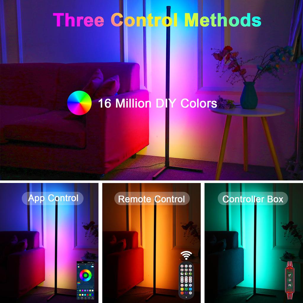 Neoglint Smart LED rohová lampa RGB Atmosphere Stojací lampa Odnímatelné rohové světlo APP Control Remote