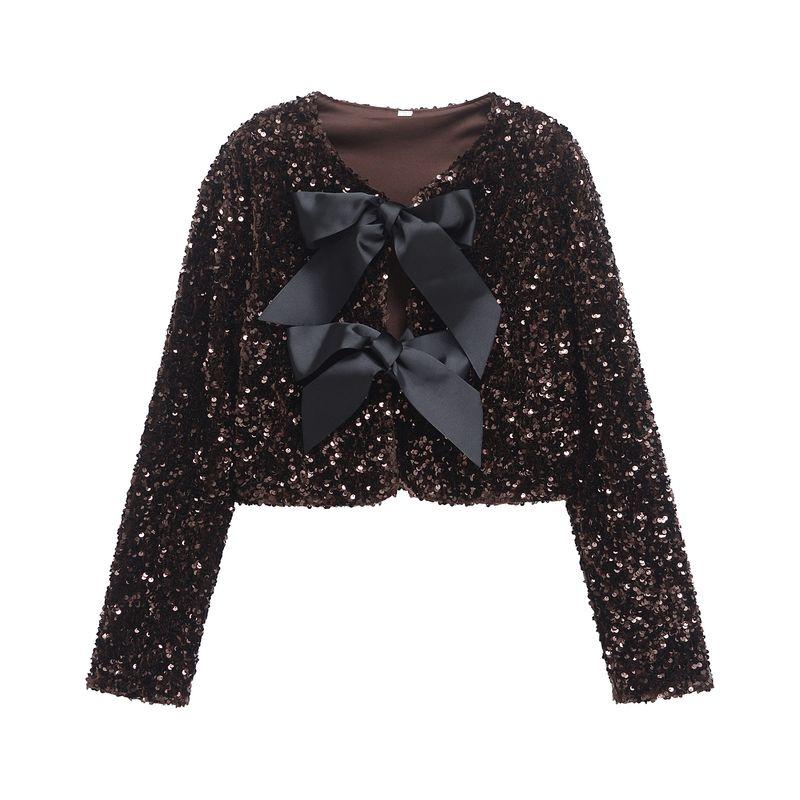

Fashion Kaslead Women s Clothing Sequin Short Bows Brown S