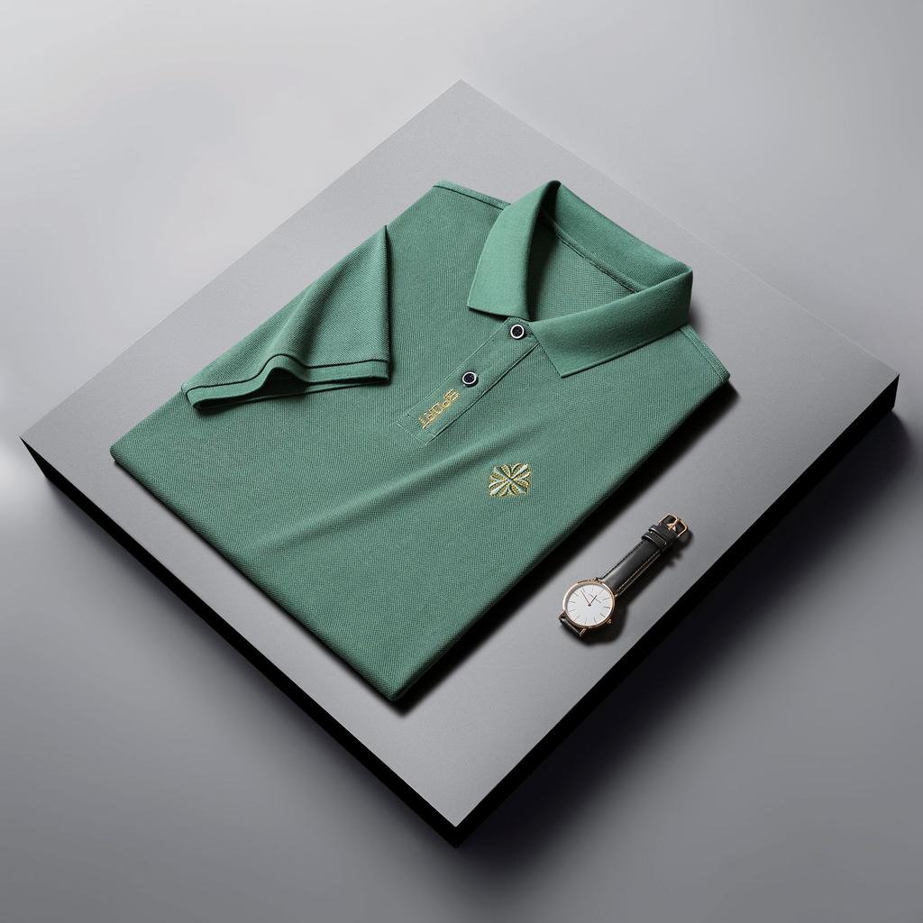 Tricou polo cu mânecă scurtă pentru bărbați, tricou casual lejer cu rever și mânecă jumătate, subțire și respirabil.