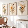 3 Stück Gerahmtes, Blumiges Poster Leinwandbild, Weiches Ästhetisches Pflanzenbild für Schlafzimmer, für Moderne Bauernhaus-Deko, Badezimmer-Deko