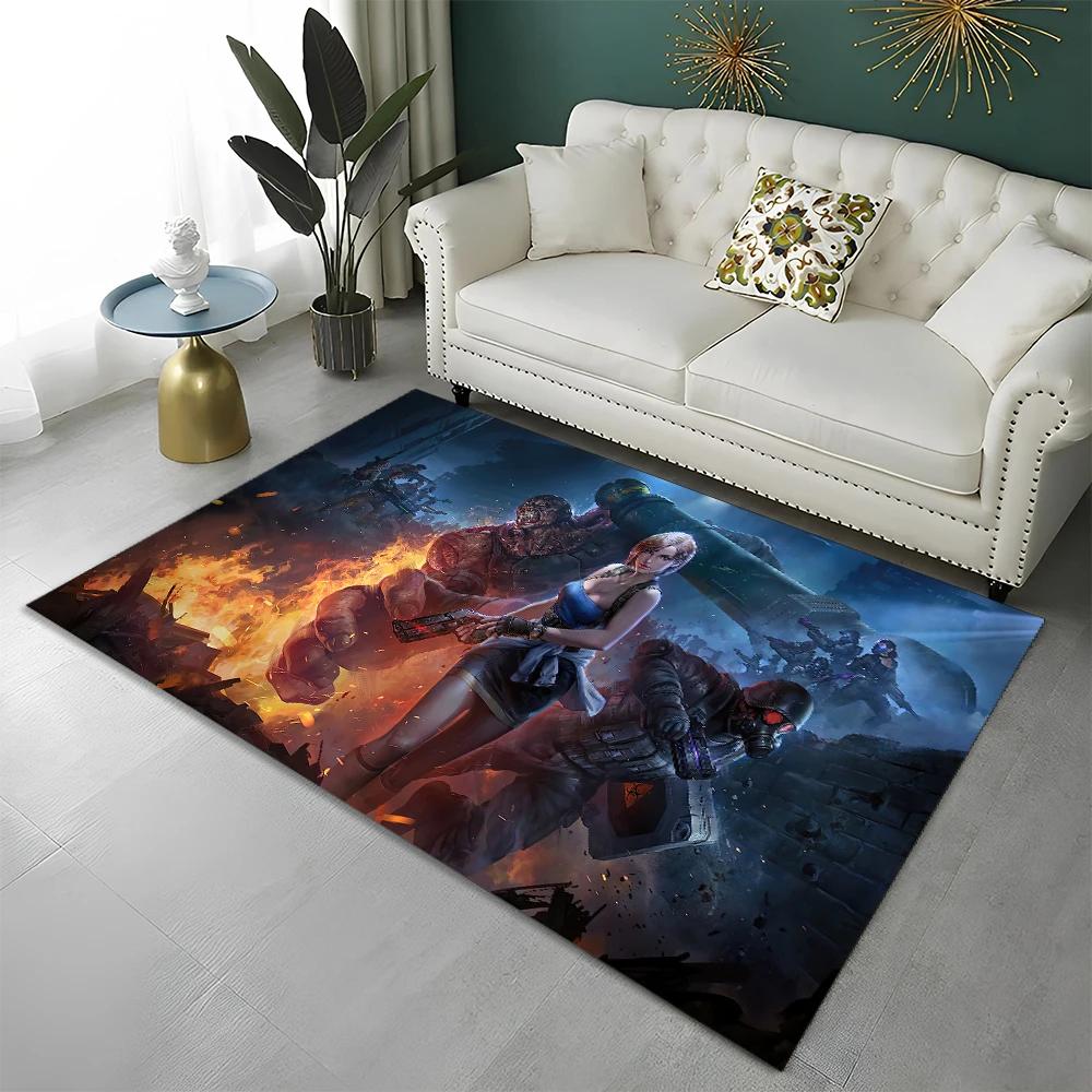 3D R-Resident Evil Gamer Spiele Teppich Teppich für Zuhause Wohnzimmer Schlafzimmer Sofa Fußmatte Dekor, Kinder Spielbereich Teppich Rutschfeste Bodenmatte