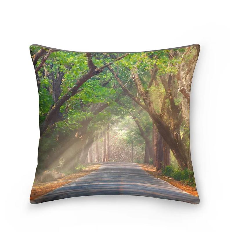Landscape Pattern Decorative Cushion Cover Polyester Pillow Cover Throw Pillowcase Sofa Chair Bedroom Home Decoration 45X45Cm