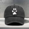 A Baseball Cap Featuring a White Blurry Paw Print Design Suitable for Outdoor Activities And Hiking with a Vintage Washed Look