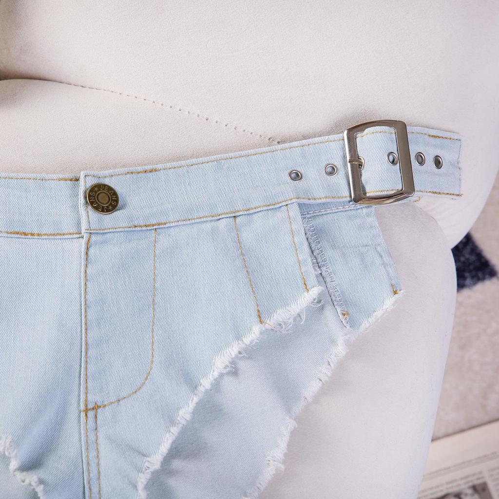 2024 European & American Low-Waist Slimming Plus Size Stretch Denim Shorts for Women