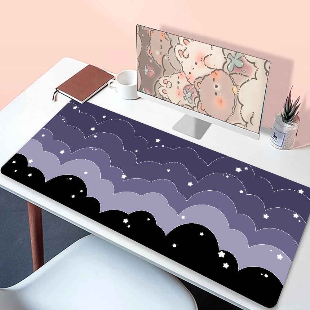 Mouse pad 90x40 Pastel Clouds Desk Mat XXL Kawaii Purple Keyboard Pad Non-slip Laptop Desk Office table Mat Kawaii Expansion pad