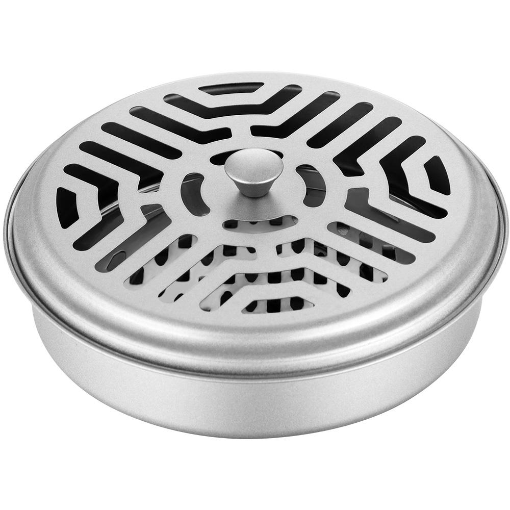 

1PC Металева стійка сандалового дерева Портативний тримач для комарів з кришкою репелентна пластина ладану Лоток проти комарів Готель Домашнє постачання срібний