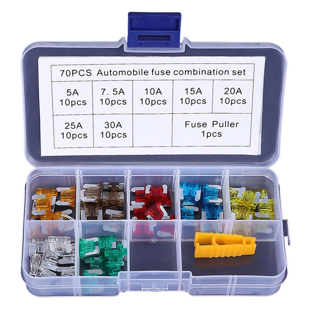 

70/100 шт. Набір комбінованих автомобільних запобіжників 5-30А Міні-асортимент запобіжників для автомобіля, авто, вантажівки 70pcs