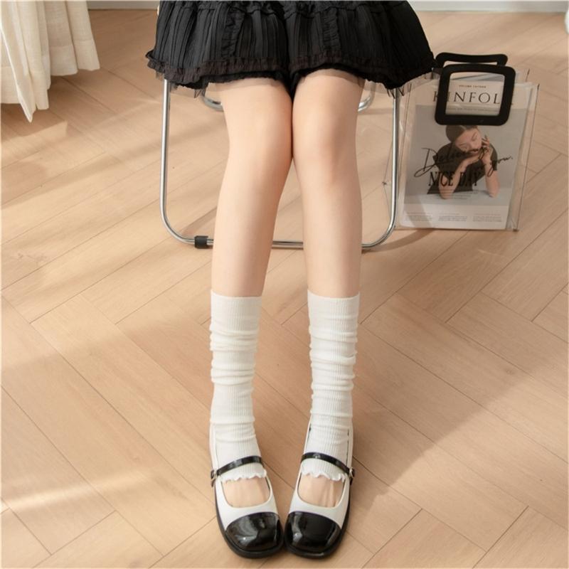 Leg Warmers Toeless Anti-slip Grip Over the Knee Socks,Thin Ruffle Trims Foot Socks Leg Sleeves for Summer