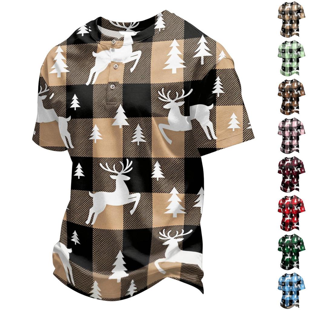 Men's Quick Dry Short Sleeve Neck T-Shirt with Christmas Print