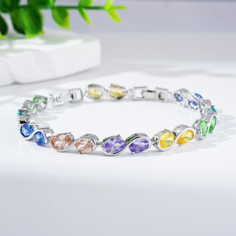 Women'S Creative Bracelet Hipster Accessories Round Simple Copper Zircon Bracelet