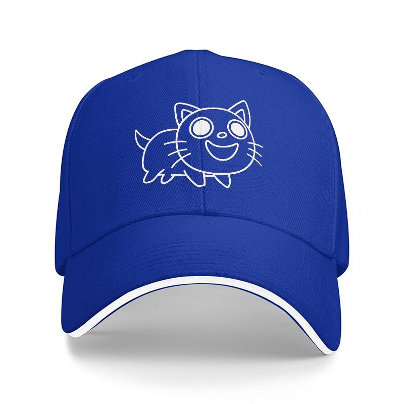 Cute Cat Outline Design Baseball Cap Black with White Trim and Playful Feline Graphic for Casual Wear and Fun Style StateUnisext
