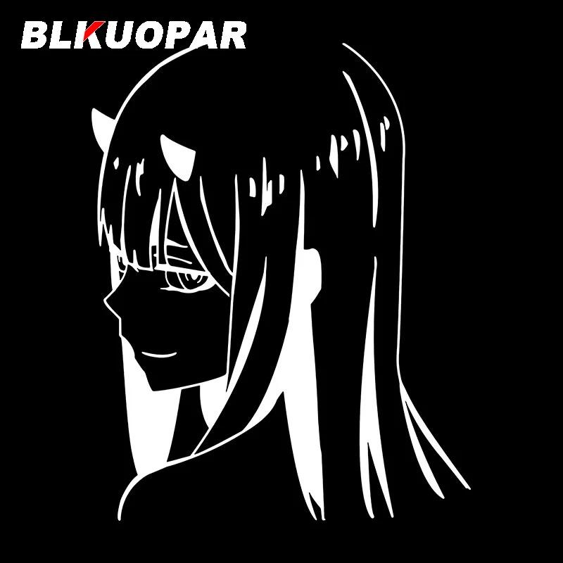 BLKUOPAR Zero Two Smile Anime Car Stickers Personality Peeker Cute Car Label Waterproof Sunscreen Silhouette Decal Decoration