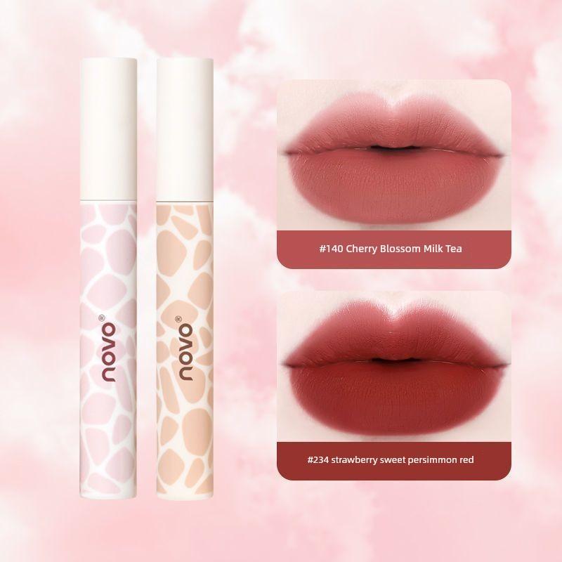 Novo Nude Color Series Lip Lacquer Fall and Winter Lipstick Female Matte Finish Velvet Low Saturation Lip Gloss Mud Plain Makeup White