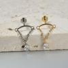 Titanium G23 Zirconia Chain Ear & Lip Studs - Horse Eye Design, High-End Piercing Jewelry