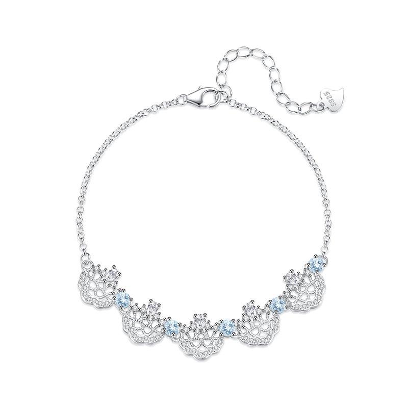 S925 sterling silver crown bracelet women's natural olivine crystal stone micro-inlaid zircon sweet colored treasure jewelry women's jewelry gift