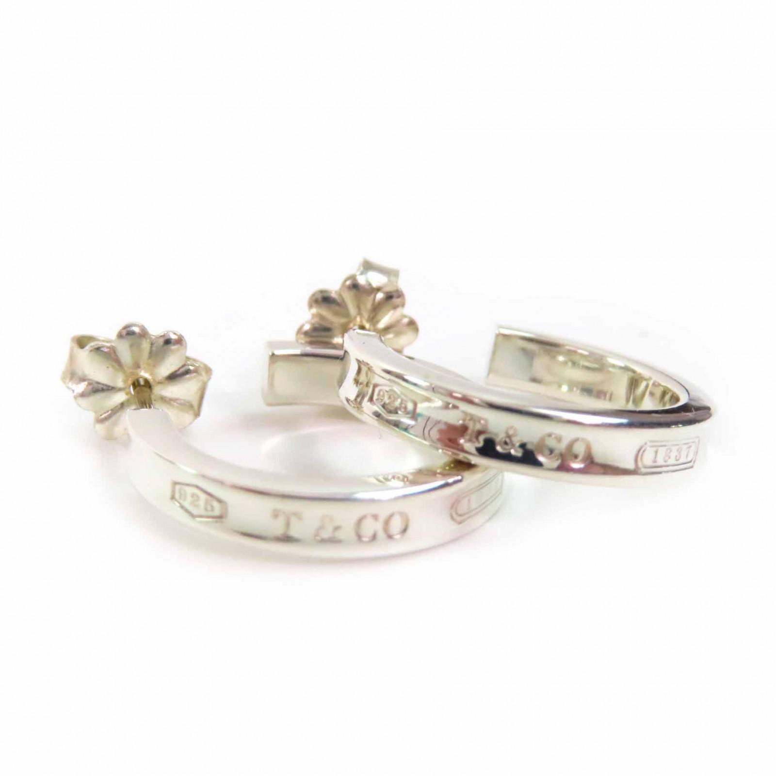 

Excellent TIFFANY&Co. Pierce 1837 Narrow Hoop Earrings Silver SV925 Women Used