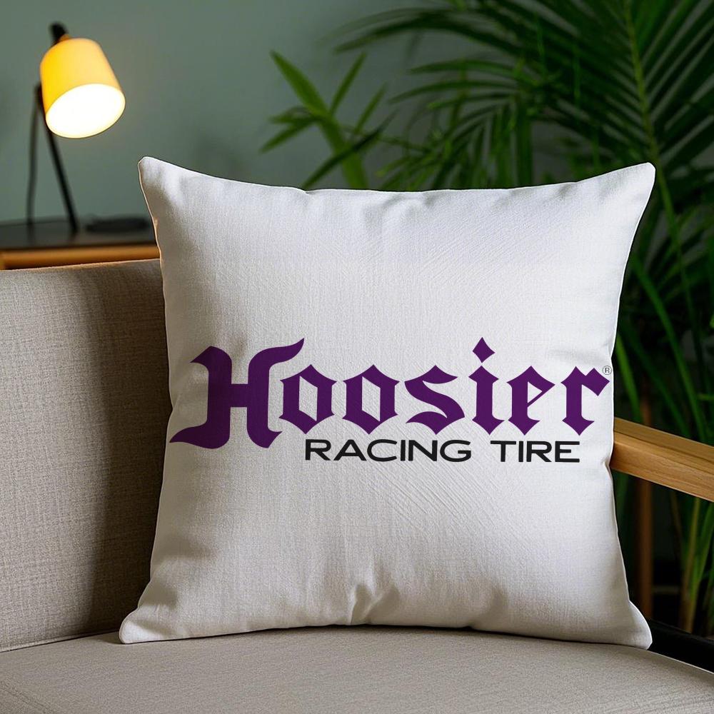 H-Hoosier Racing Cushion Cover Plush Fabric Soft Double-Sided Printed Invisible Zipper Sofa Pillow Case Home Decor