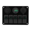 Switch Panel DC 12 to 24V 5 Gang Aluminum Alloy IP65 Water Resistant Prewired Rocker Switch Panel with Dual USB Cigar
