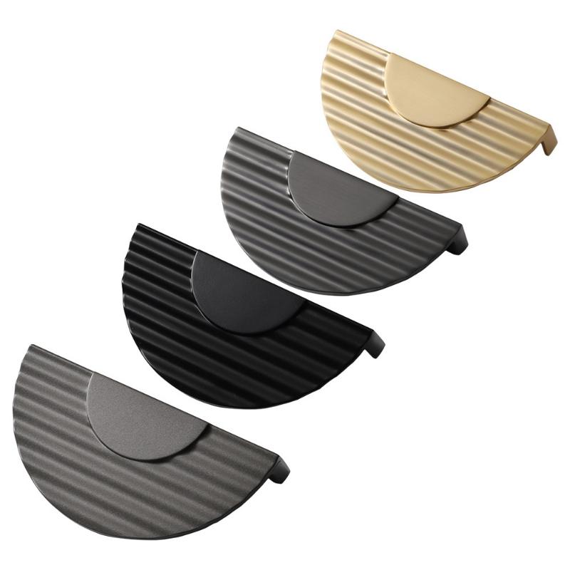 Modern Wave Gray Gold Brass Furniture Handle Wardrobe Dresser Cupboard Cabinet Drawer Shoe Box Knob
