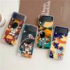 Transparent Phone Case For Samsung Galaxy Z Flip 3 4 5 6 7 Hard Folding PC Z Flip3 Flip4 Cover Space Astronaut Cartoon