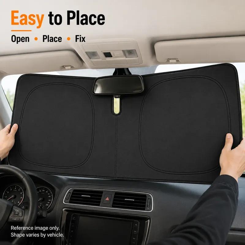 For Nissan NV200 -Fit 4-Layer Graphene Windshield Sunshade Reflective Gray-Silver Surface Helps Reduce Direct Sunlight