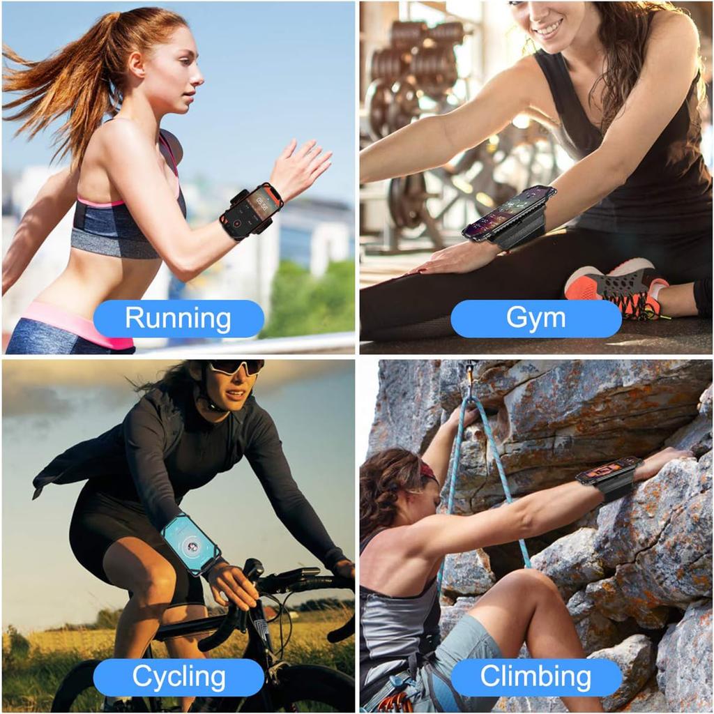 Detachable Sports Armband Phone Holder with 360° Rotation Silicone Design for Running Cycling Hiking