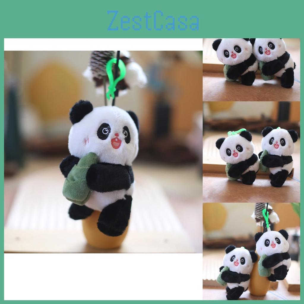 Cute Fluffy Panda Key Holder Plush Toy Miniature Bag Accessory