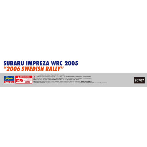 Hasegawa 1/24 Scale Subaru Impreza WRC 2005 "2006 Swedish Rally" Plastic Model Kit 20707