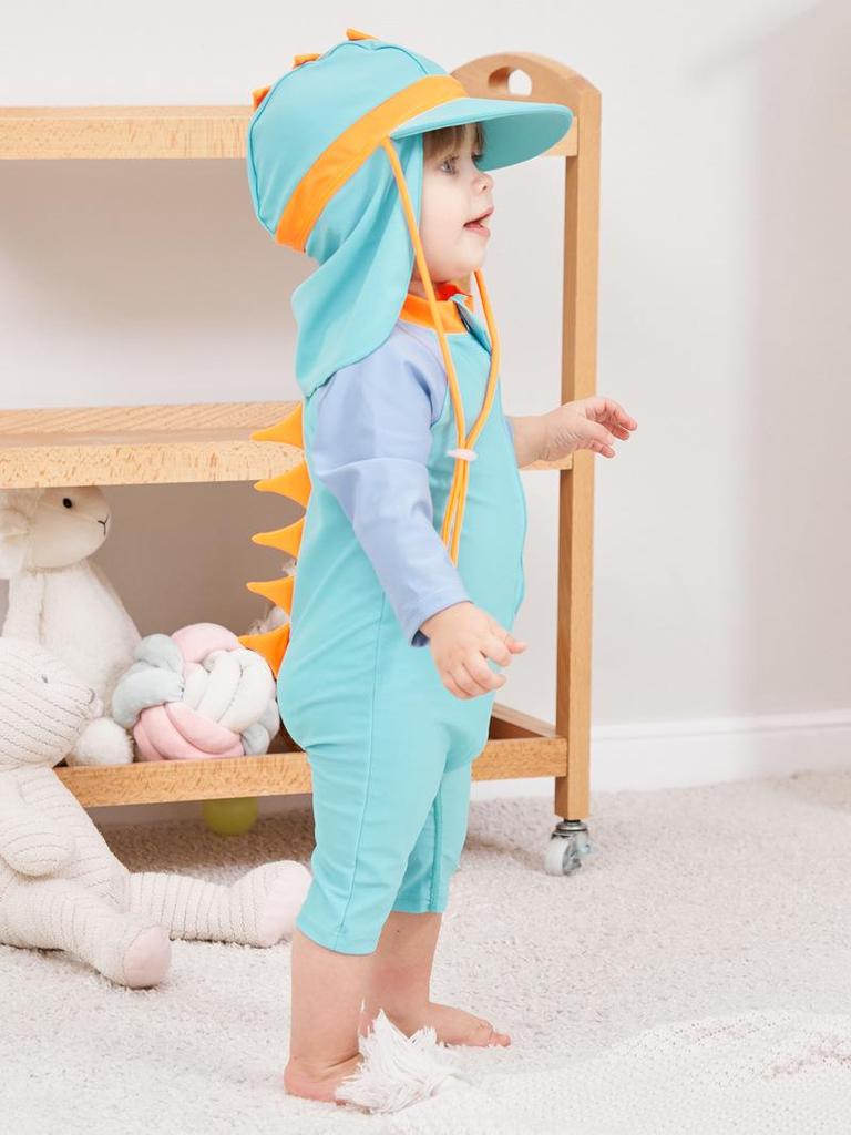 Kids' One-Piece Dinosaur Swimsuit with Sun Protection, Ages 0-7