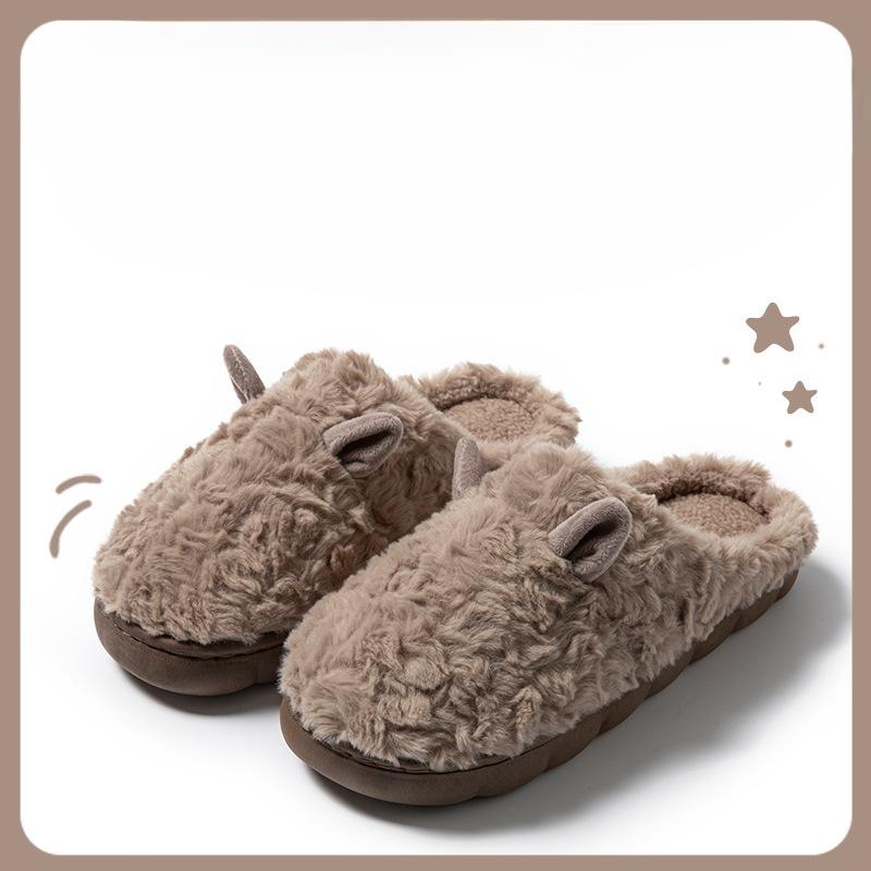 

Новые домашние шерстяные теплые хлопковые туфли на толстой подошве с нескользящей подошвой на каблуке Fits 43-44 кофейный