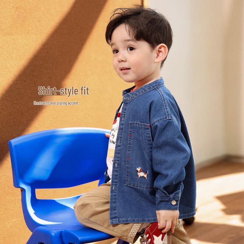 LUSON Baby Boys' Denim Puppy Shirt Jacket