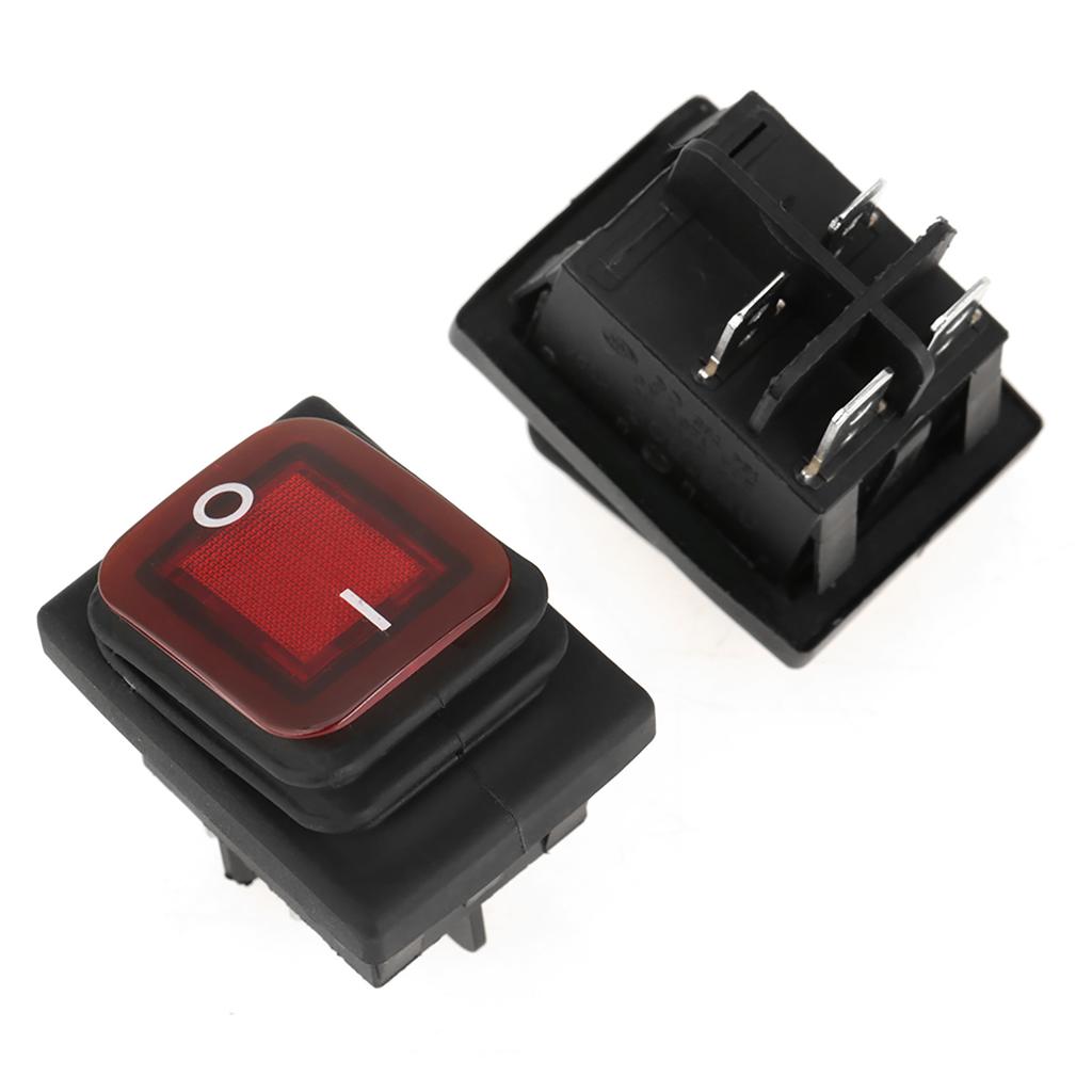 4 Pcs  Set Black Waterproof 4 Pin 2 Position On OFF Red Green Lamp Rocker Switch