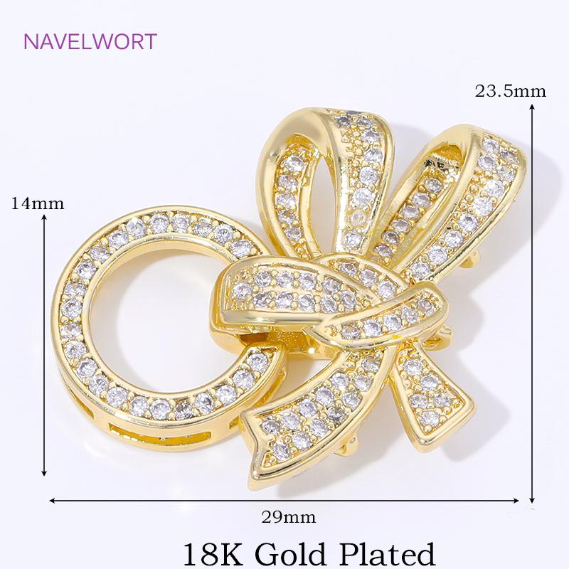 

18K Gold Plated Pearl Clasps Connectors,Inlaid Zircon 3 Rings Butterfiy Jewelry Locks,Clasp For Bracelets,DIY Jewelry Fittings 1 piece