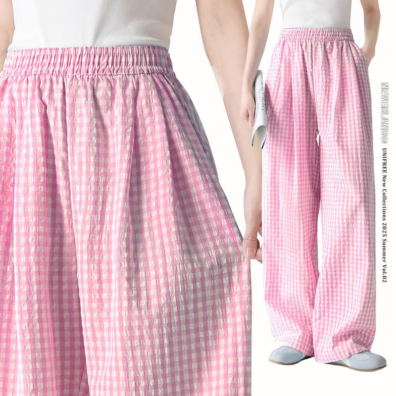 unifree Women's Pink Lightweight Relaxed Wide-Leg Pants