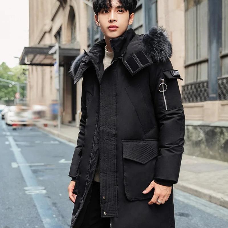 Men's Korean Version Thick Parka Over The Knee Men's Trendy Men's Coat High Quality Design Parkas