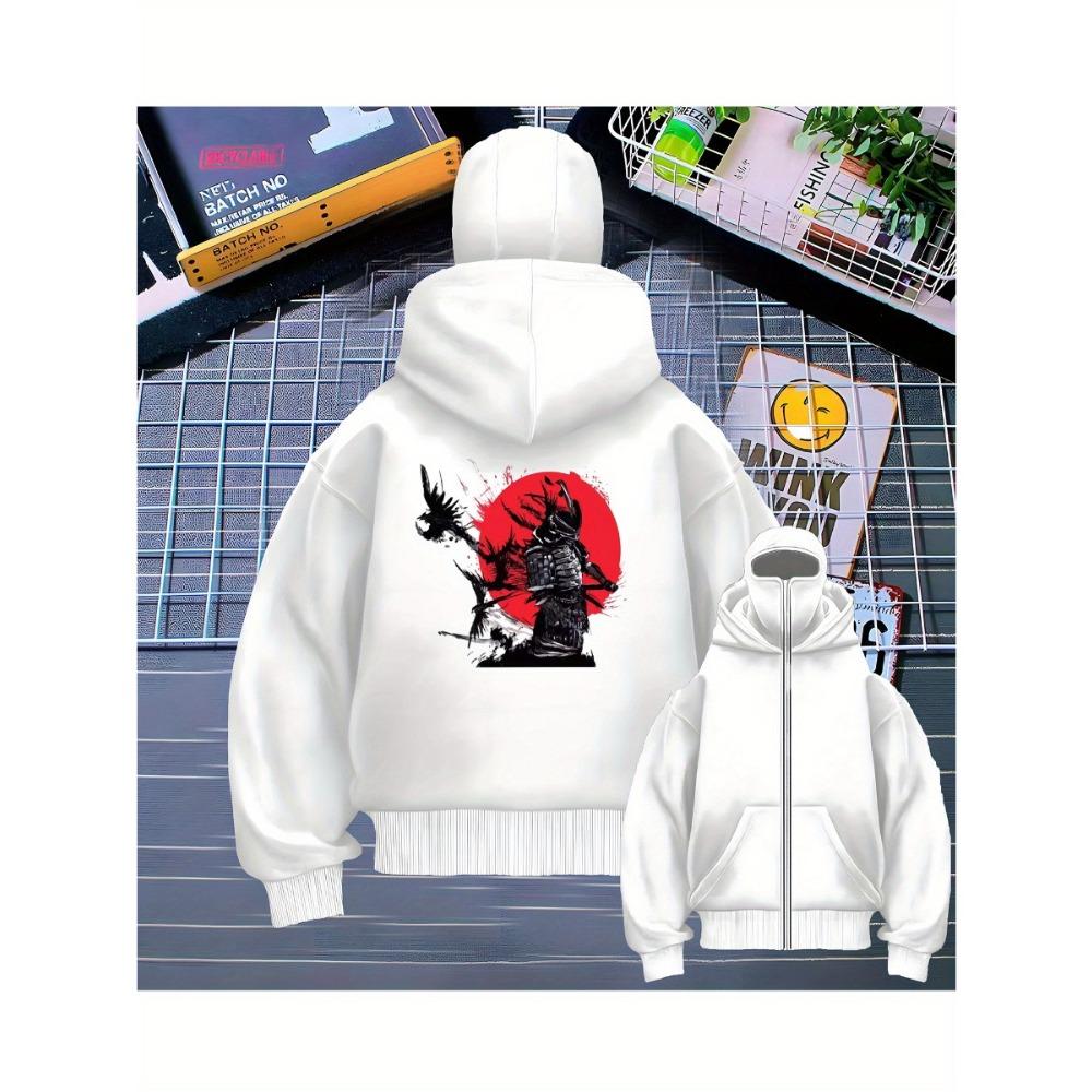 Large Hoodie with Fashionable and Trendy Print Design, Zipper Cardigan for Comfort and Durability
