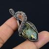 Copper Seraphinite Pendant, 999 Copper Wire Wrapped Gemstone Jewelry, Handmade Pendant, For Thanksgiving