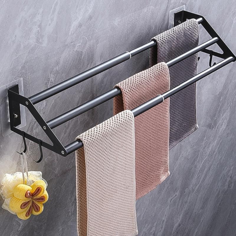 Upgrades Stainless Steel Towel Hold with Extendable 3 Rod Modern Towel Organize Suitable for Bathroom & Kitchen Use