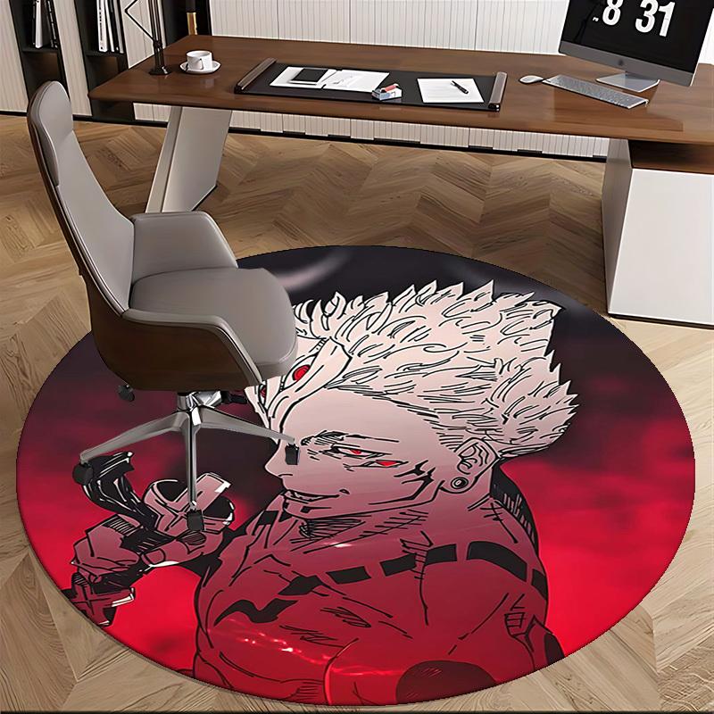 1pc Jujutsu Kaisen Satoru Gojo Round Carpet - Anime Design Chair Mat, Non-Slip Rug for Office, Home Decor, Living Room