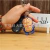 First Layer Cowhide Creative Cartoon Jingle Cat Pendant Bag Pendant Car Keychain Blue Fat Doraemon Pendant