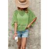 2026 New Round Neck Solid Color Women's Bat Sleeve Hollow Loose Knit Sweater