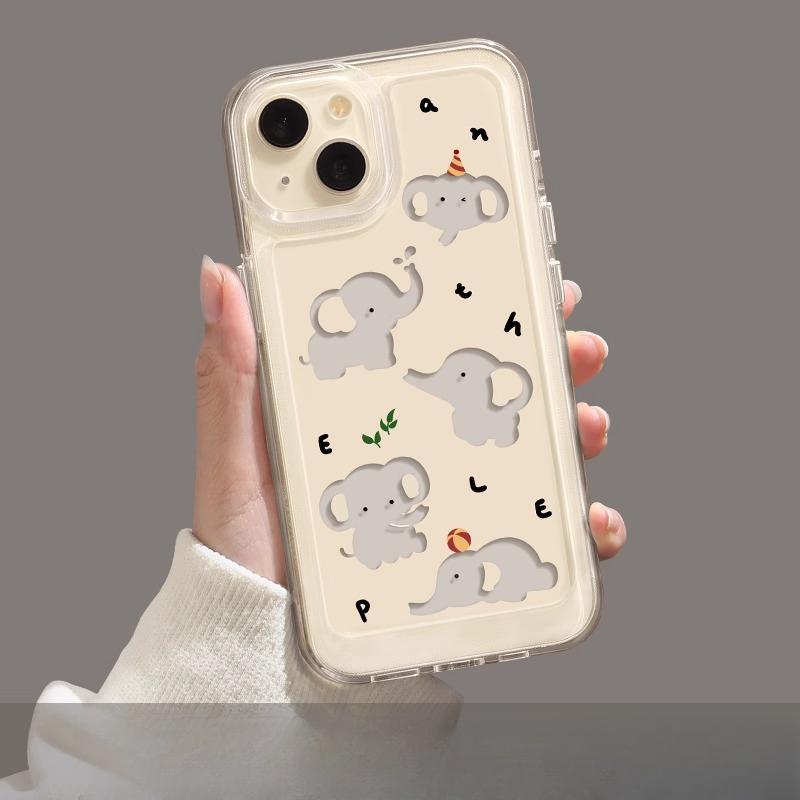 

Мультяшный Маленький Слон Подходит для iPhone 16, Чехол для телефона 15plus, Прозрачный 14 Силиконовый 13, Мини Защитный Чехол 12promax Apple 14