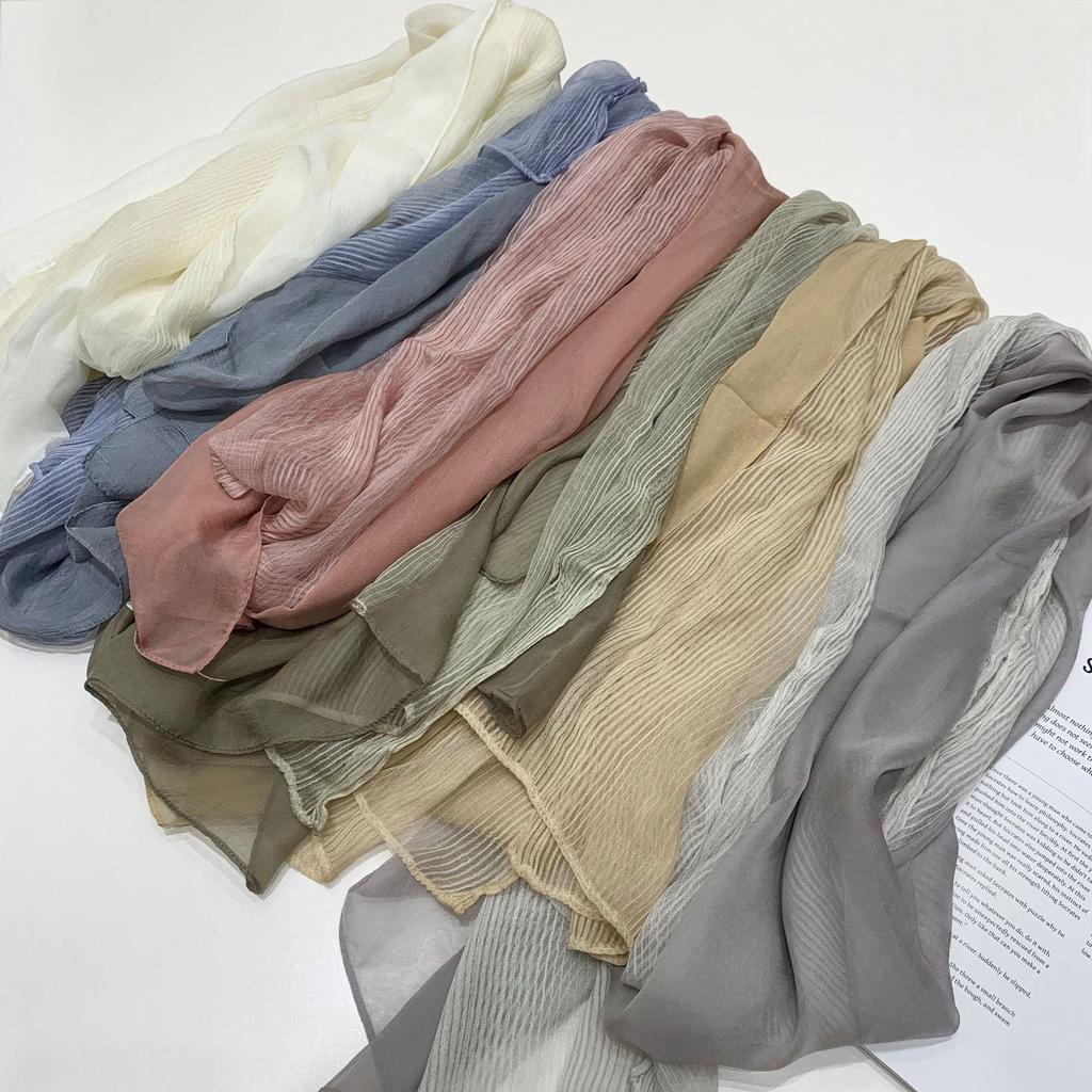Atmungsaktiver Seidenschal im koreanischen Stil - Gestreifte Patchwork & Ethnische Gaze-Schal für Frühling & Herbst
