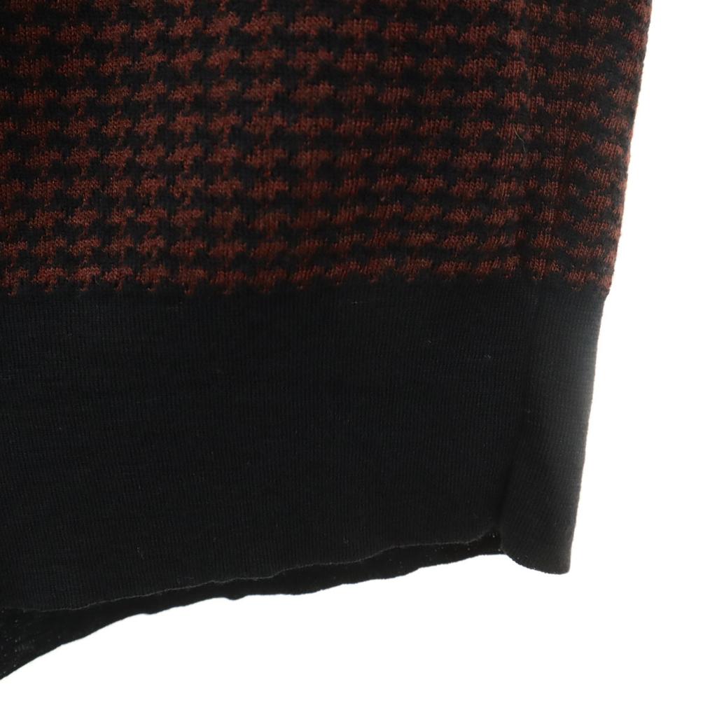 HERMES Made in Italy Silk Blend Houndstooth Pattern Long sleeve knit Men's Used