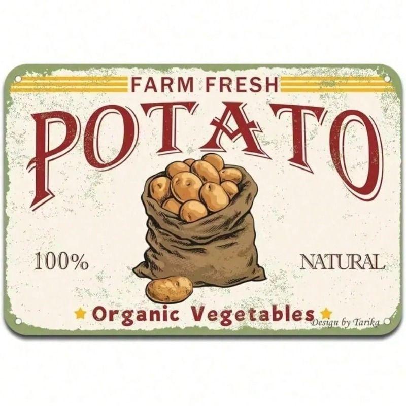 Vintage Potato Metal Sign Cafe Bar Home Decor Tin Plaque Wall Art