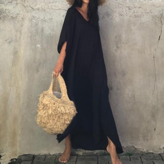 Bikini Cover Up Solid Color Split Summer Loose-fitting Sun Protection Beach