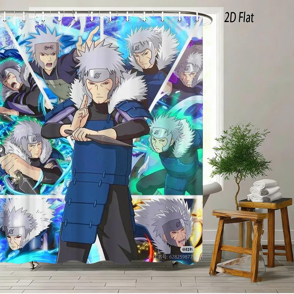 

2D Flat Naruto Anime Tobirama Senju Character Collage Print Waterproof Shower Curtain For Bathroom Decor W60H190(CM)-1 Pcs