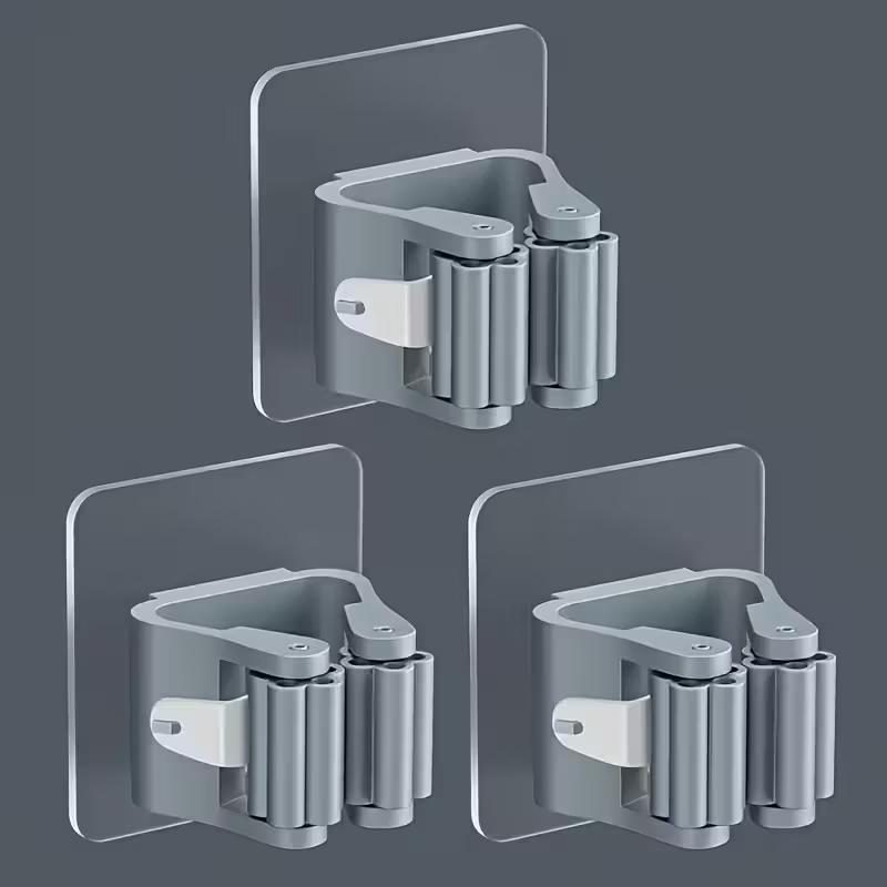 Wall-Mounted Mop and Broom Holder Clips - Adjustable Plastic Storage Organizer for ,Bathroom, and Garden Tools - Space-Saving Cleaning Accessories